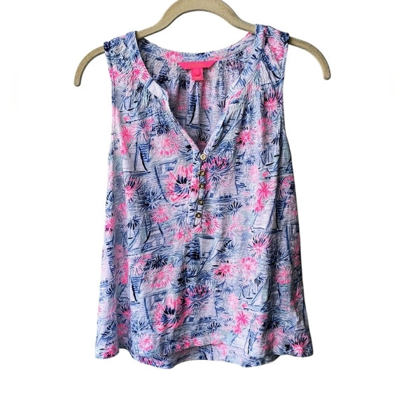 Lilly Pulitzer Essie Sea to Shining Sea Sleeveless Popover Blouse, S - Picture 8 of 8